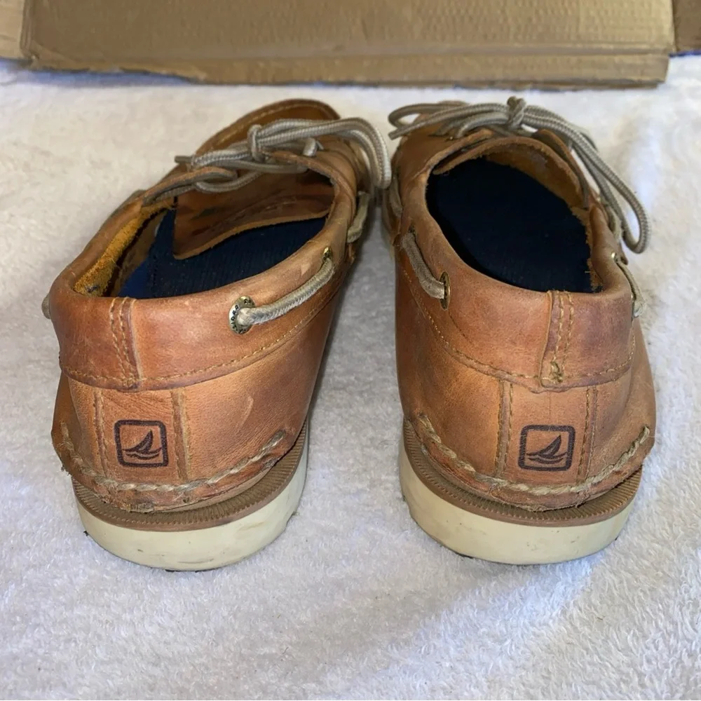 Sperry Top-Sider Mens 9 M Leather Boat Shoes Brown Cognac STS12002 Preppy Adult - Picture 7 of 13